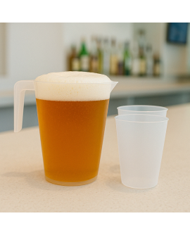 Pichet de 1 litre avec gobelet en plastique réutilisable