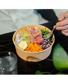 Bol en carton kraft de 1300ml pour poke bowl