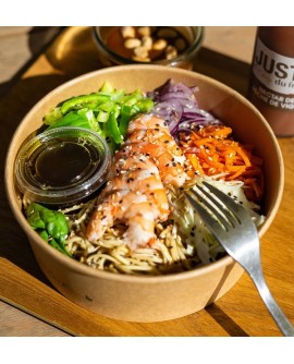 Bol carton jetable de 1300ml en kraft brun pour déguster poke bowl