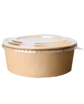 Bol à salade en carton 1300ml avec couvercle en PET