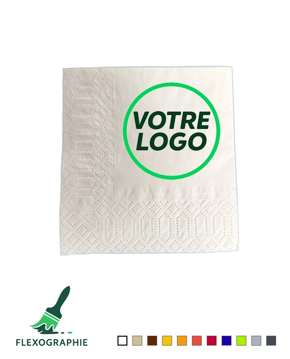 Serviette cocktail personnalisée ouate 2 plis - 20x20cm