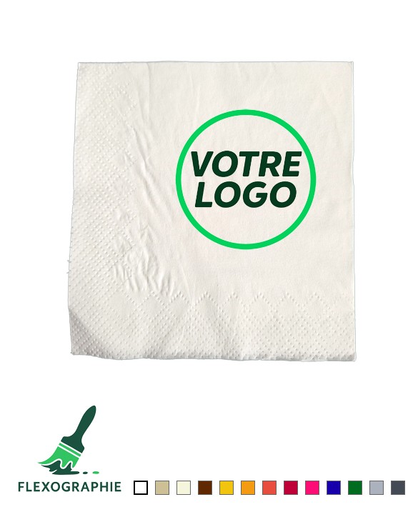 Serviette cocktail personnalisée ouate 2 plis - 24x24cm