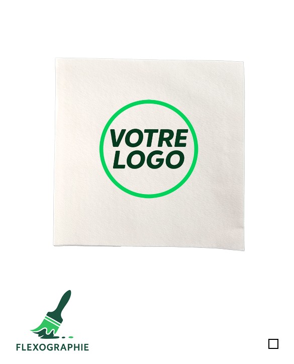 Serviette cocktail non tissée blanche personnalisée en 24x24cm