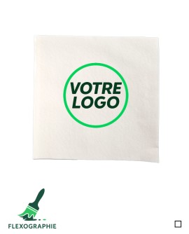 Serviette cocktail non tissée blanche personnalisée en 24x24cm