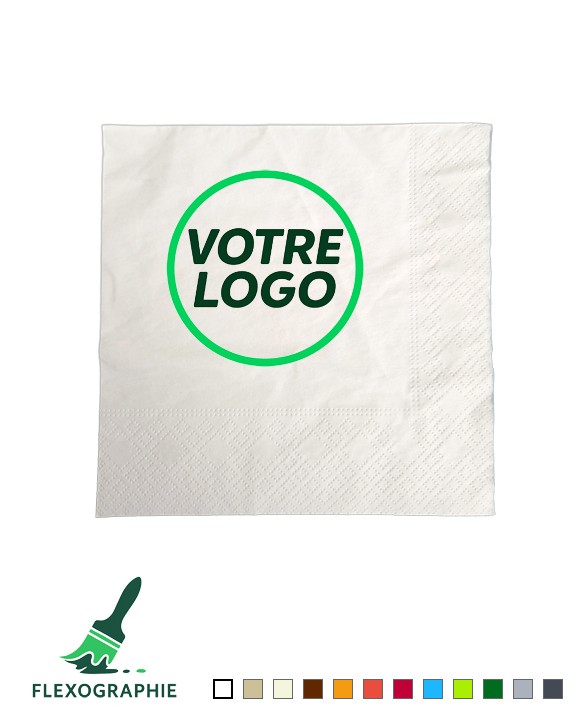 Serviette ouate personnalisée 2 plis 33x33cm Serviette ouate personnalisée 2 plis 33x33cm