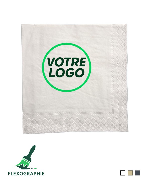 Serviette ouate 2 plis - 40x40cm - Impression rapide et petite quantité