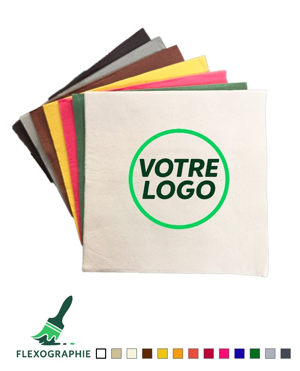 Serviette micropointe personnalisée 2 plis - Plusieurs pliages -40x40cm