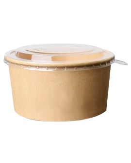 Bol à salade en carton 1000ml avec couvercle en plastique PET