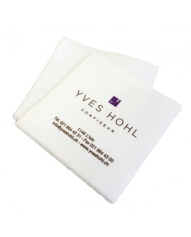 Serviette micropointe blanche personnalisée 2 plis 20x20cm Serviette micropointe blanche personnalisée 2 plis 20x20cm